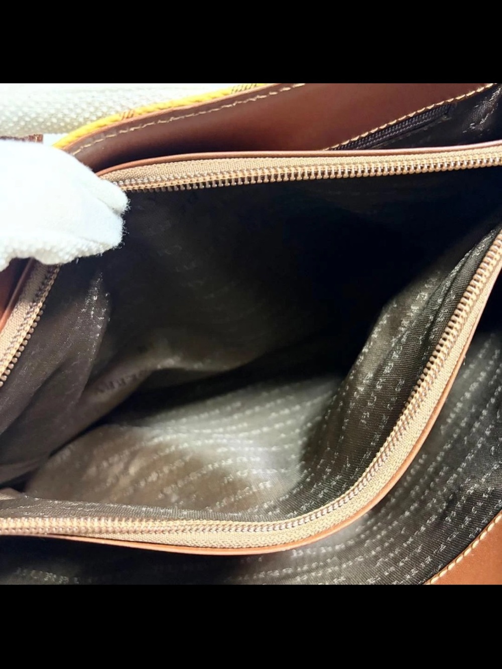 Burberry Beige Check Tote with Brown Leather Handles - Picture 12 of 16